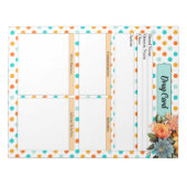 Blumenorange n Blue Polka Dots _Drug Card Notizblock (Vorderseite)