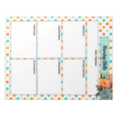 Blumenorange n Blue Polka Dots_ Pflegefähigkeiten Notizblock (Vorderseite)