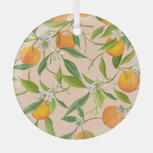 Blumenorange: Nahtloses Vintages Muster Ornament Aus Glas