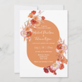 Blumenorange Rosa moderne Hochzeit Einladung (Vorderseite)