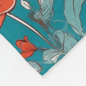 Blumenorange, rotes Orange, Pappchen aquamarine Ei Fleecedecke (Ecke)