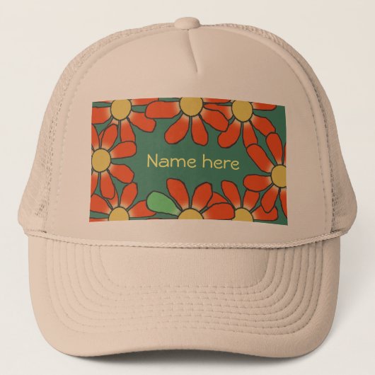 Blumenorange Truckerkappe (Vorderseite)