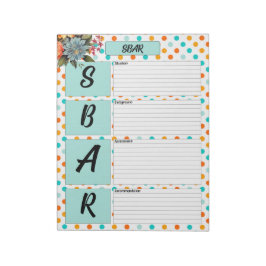 Blumenorange und Blau _ SBAR Temp Notizblock