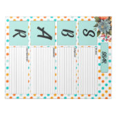 Blumenorange und Blau _ SBAR Temp Notizblock (Vorderseite)