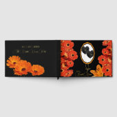 Blumenorange und Schwarze Hochzeit Gästebuch (Voll)