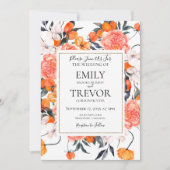 Blumenorange und weiße Hochzeitseinladung Detail (Vorderseite)