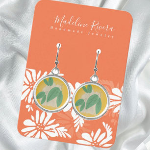 Blumenorange Weiße Handgefertigte Ohrhänger Displa Telefonnummerkarte