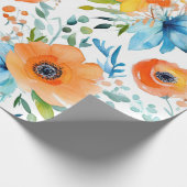Blumenorangen und Blues-Umschlagpapier Geschenkpapier (Ecke)