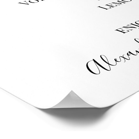 Blumenorchid Wedding Drinks Menü Signierung Poster (Ecke)