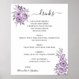 Blumenorchid Wedding Drinks Menü Signierung Poster