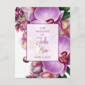 Blumenorchideen Hochzeitskarte mit QR-Code Begleitkarte (Vorderseite)