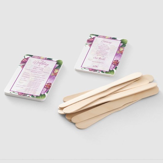 Blumenorchideen Hochzeitsprogramm Set der Fans Fächer (Non-assembled)