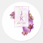 Blumenorchideen Hochzeitsticker Runder Aufkleber (Vorderseite)