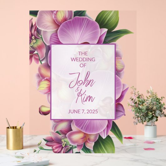 Blumenorchippe Acrylschild (Hochzeit)