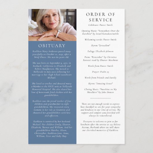 Blumenorden der Beerdigung des Fotos Programm (Rückseite)