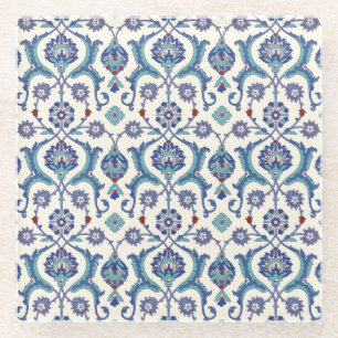 Blumenornament: Traditionelles arabisches Muster. Glasuntersetzer