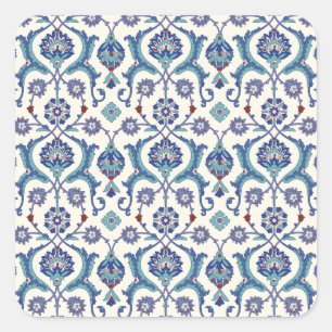 Blumenornament: Traditionelles arabisches Muster. Quadratischer Aufkleber
