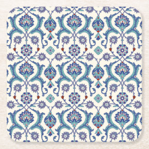 Blumenornament: Traditionelles arabisches Muster. Rechteckiger Pappuntersetzer