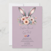 Blumenosterbrunch Bunny Ohren Lila Einladung (Vorderseite)