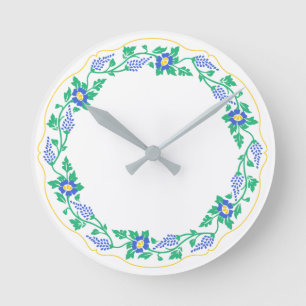 Blumenoval Runde Wanduhr