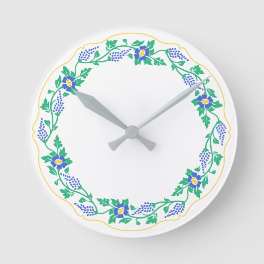 Blumenoval Runde Wanduhr (Vorderseite)