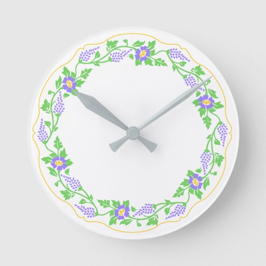 Blumenoval Runde Wanduhr (Vorderseite)