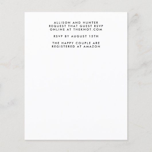 Blumenpaare Dusche Einladung | Annabeth (Rückseite)