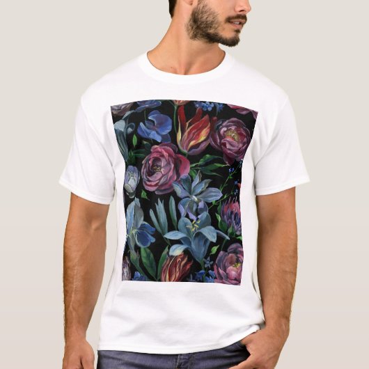 Blumenpadel: Nahtloses Muster T-Shirt (Vorderseite)