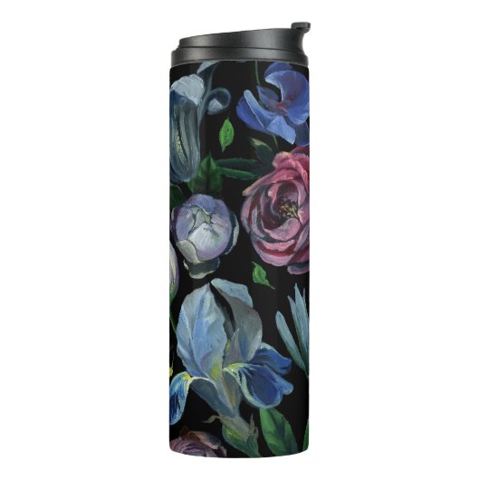 Blumenpadel: Nahtloses Muster Thermosbecher (Nach links gedreht)