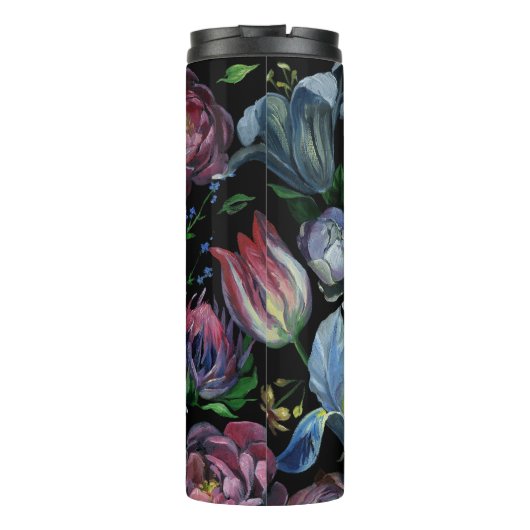 Blumenpadel: Nahtloses Muster Thermosbecher (Rückseite)