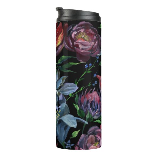 Blumenpadel: Nahtloses Muster Thermosbecher (Nach rechts gedreht)