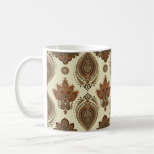 Blumenpaisley, asiatisches Textil-Vintage-Muster. Kaffeetasse