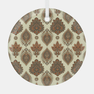 Blumenpaisley, asiatisches Textil-Vintage-Muster. Ornament Aus Glas