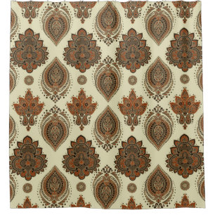 Blumenpaisley, asiatisches Vintages Textilmuster. Duschvorhang