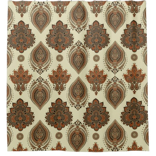 Blumenpaisley, asiatisches Vintages Textilmuster. Duschvorhang (Vorderseite)