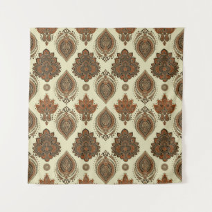 Blumenpaisley, asiatisches Vintages Textilmuster. Wandteppich