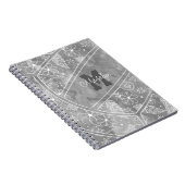 Blumenpaisley Federmuster auf grauem Volleyball Notizblock (Rechte Seite)