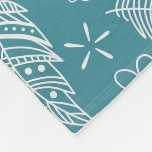 Blumenpaisley-Federn aquamarines graues Boho-Volle Fleecedecke (Ecke)