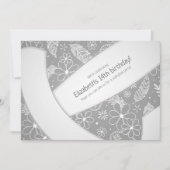 Blumenpaisley Federn Doodles Grauvolleyball Einladung (Vorderseite)