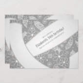 Blumenpaisley Federn Doodles Grauvolleyball Einladung (Vorne/Hinten)