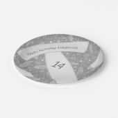 Blumenpaisley Federn Doodles Grauvolleyball Pappteller (Schrägansicht)