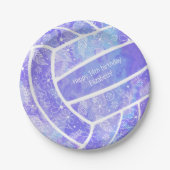 Blumenpaisley-Federn Doodles lila Volleyball Pappteller (Vorderseite)