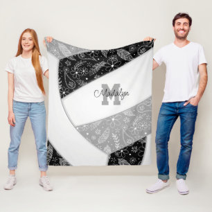 Blumenpaisley-Federn schwarz-grauer Volleyball Fleecedecke