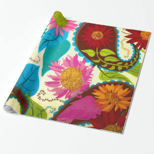 Blumenpaisley Geschenkpapier