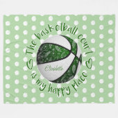 Blumenpaisley grüner Basketballplatz glücklich Fleecedecke (Vorderseite (Horizontal))