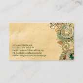 Blumenpaisley Ornament Malachite and Gold Visitenkarte (Rückseite)