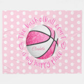 Blumenpaisley rosa Basketballplatz glücklich Fleecedecke (Vorderseite (Horizontal))