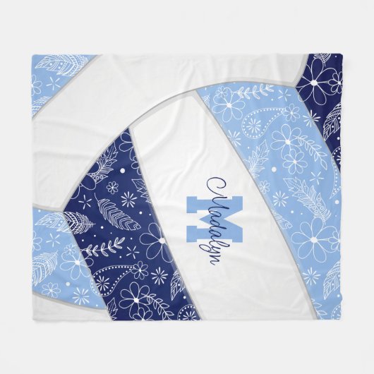 Blumenpaisleys, hellblauer Volleyball Fleecedecke (Vorderseite (Horizontal))