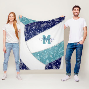 Blumenpaisleys marineblauer aquamariner Volleyball Fleecedecke