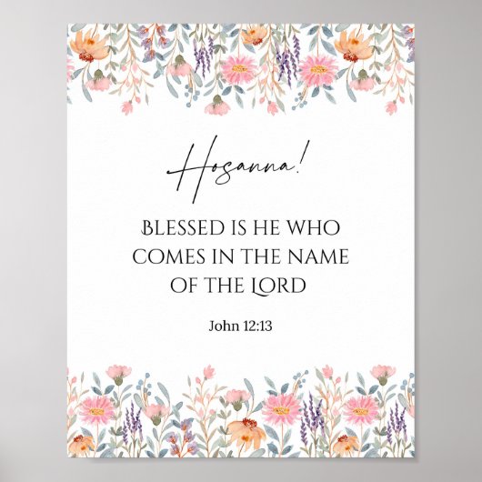 Blumenpalme Sonntagsschrift Print | Hosanna Bible Poster (Vorne)